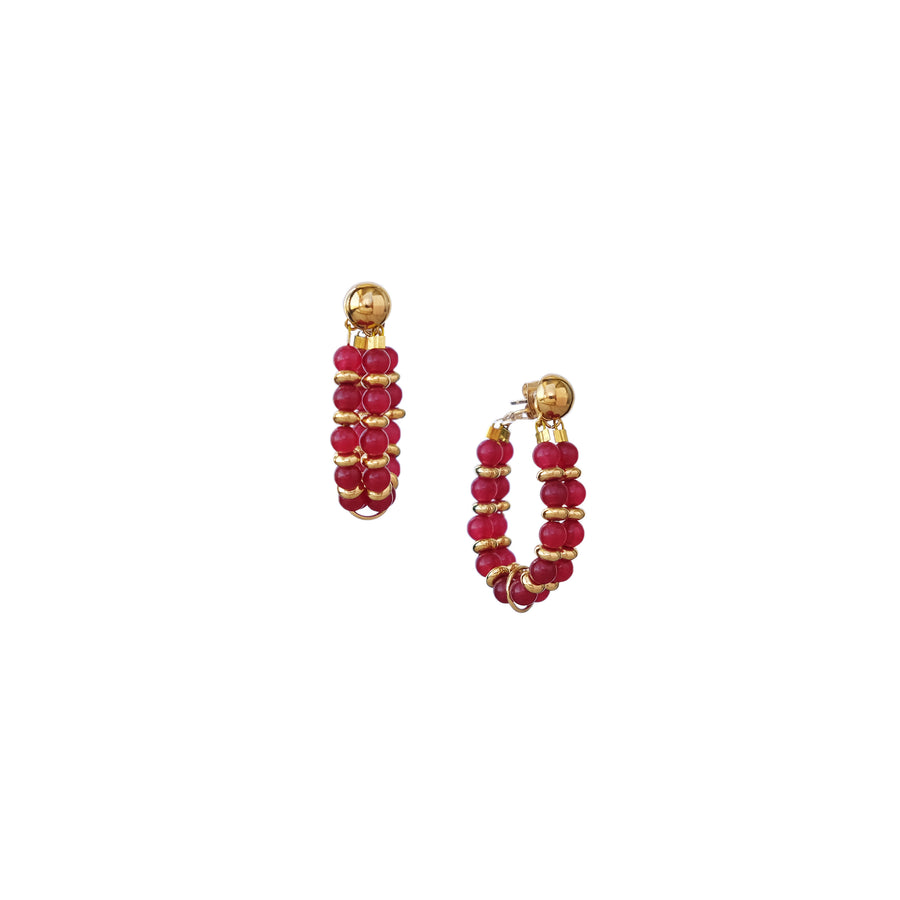 Kella Hoop Drops in Red Agate