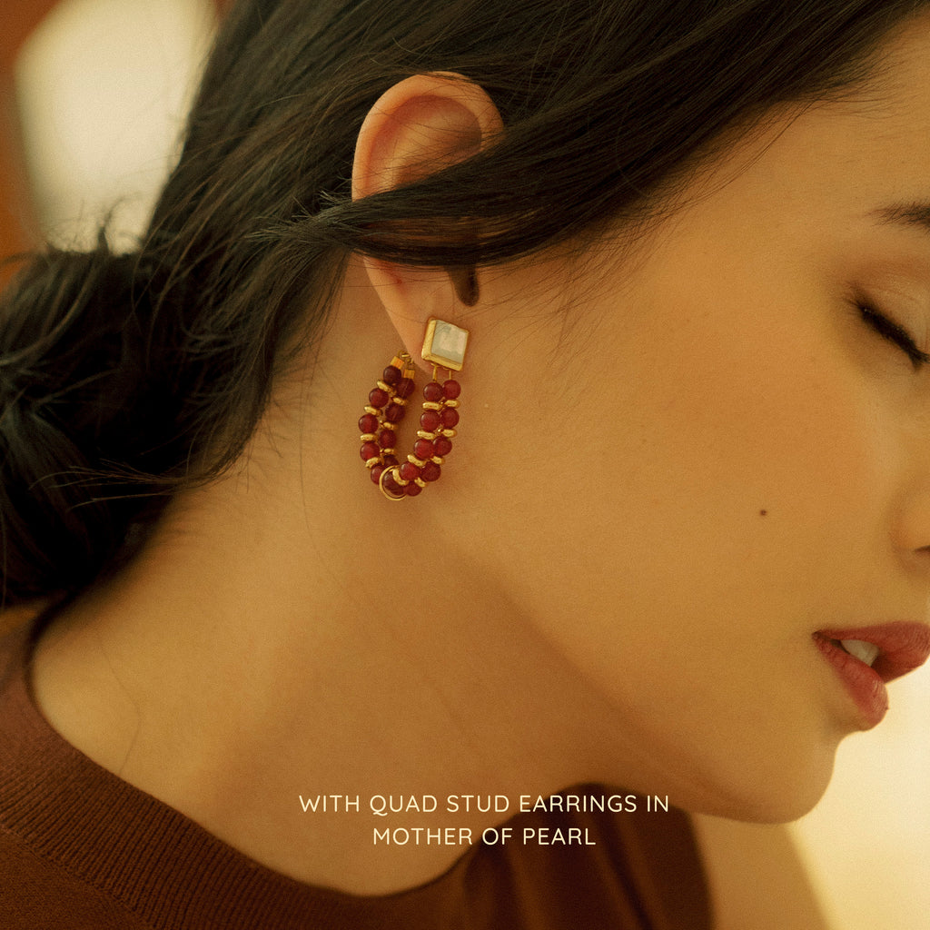 Kella Hoop Drops in Red Agate