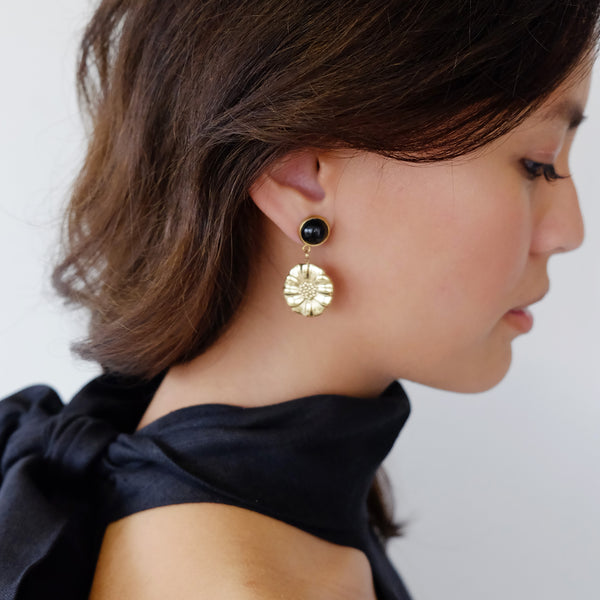 Penelope Earrings in Black Agate LILY