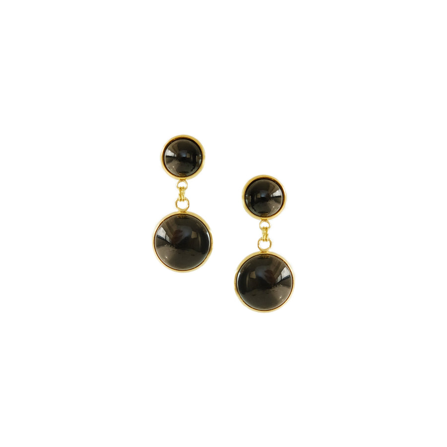 Button Earrings in Black Agate (LoveFlawed)
