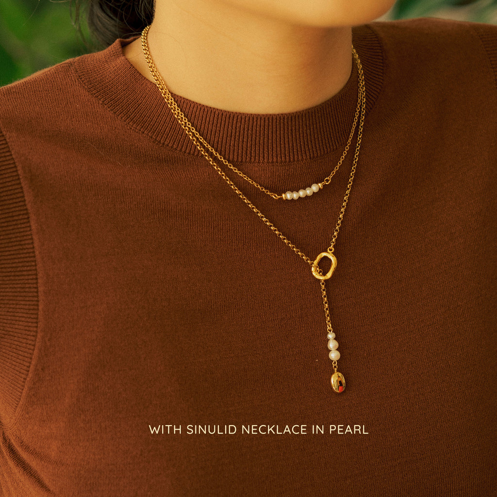 Bean Lariat Necklace in Gold