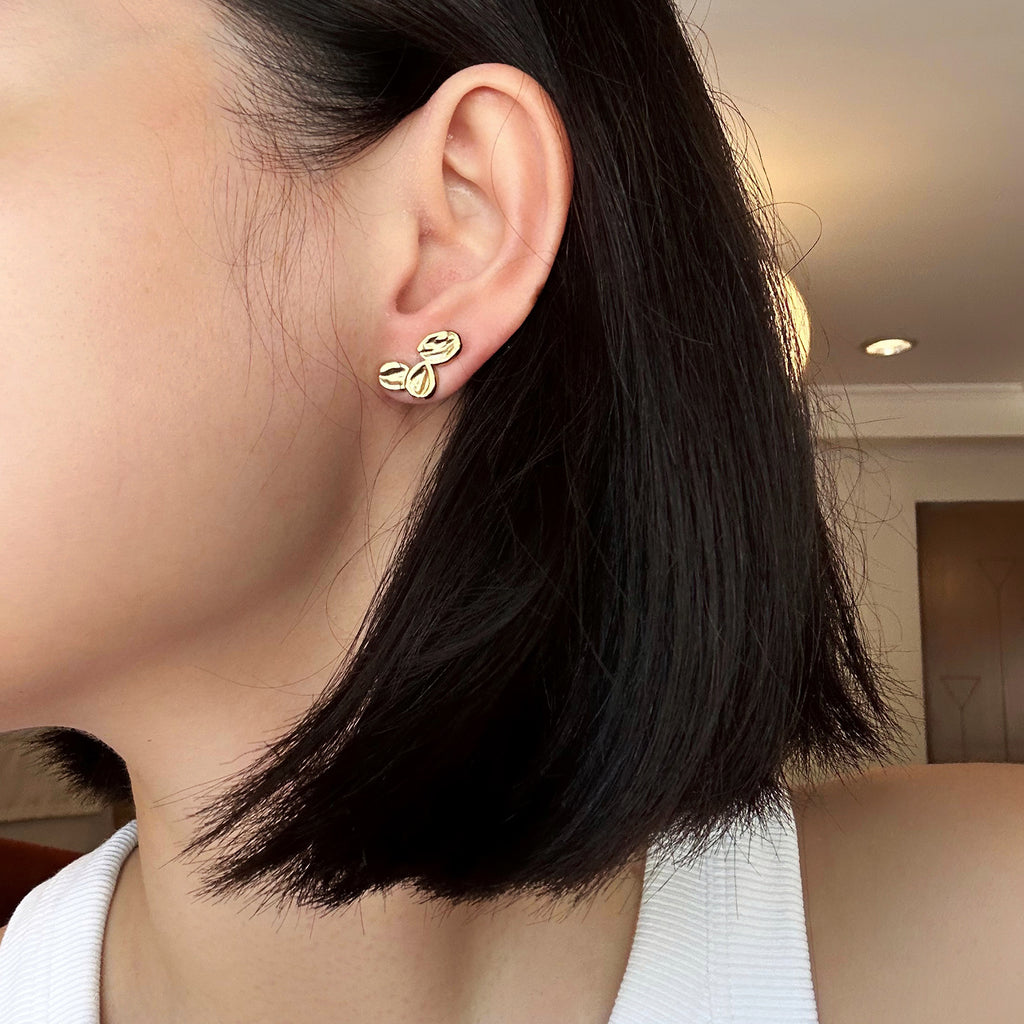 2-in-1 Bean Trio Earrings in Gold (Pre-Order & Limited)
