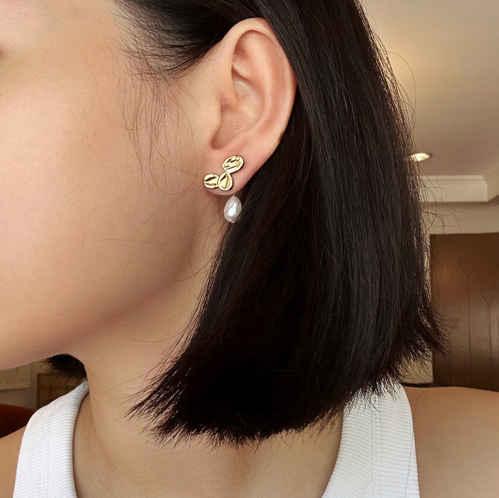 2-in-1 Bean Trio Earrings in Gold (Pre-Order & Limited)