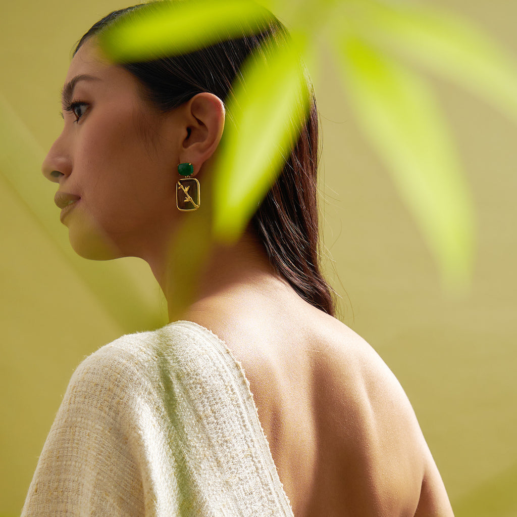 Kawa Earrings in Jade and Wood