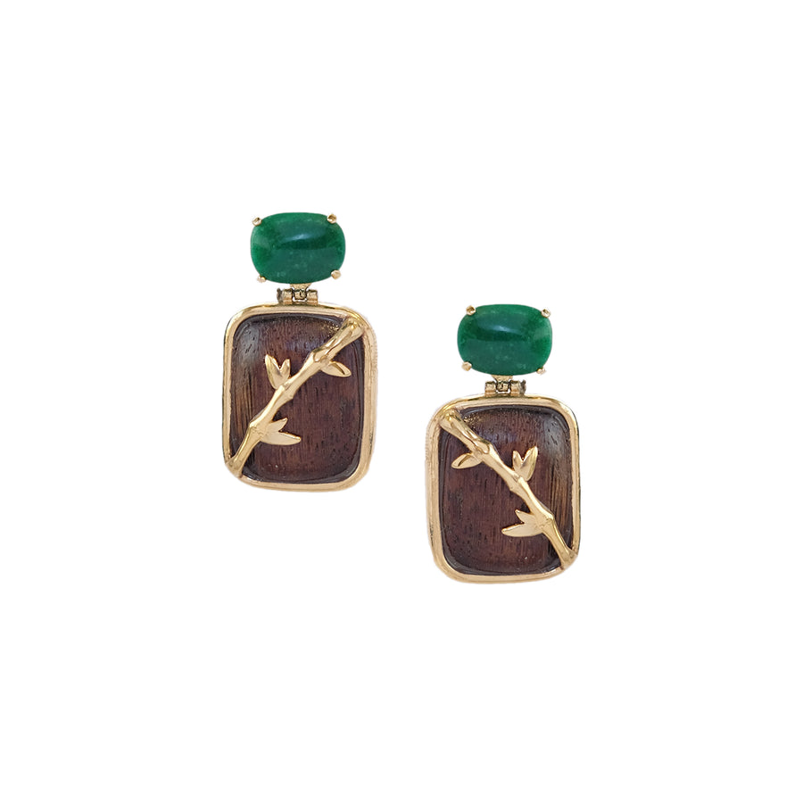 Kawa Earrings in Jade and Wood