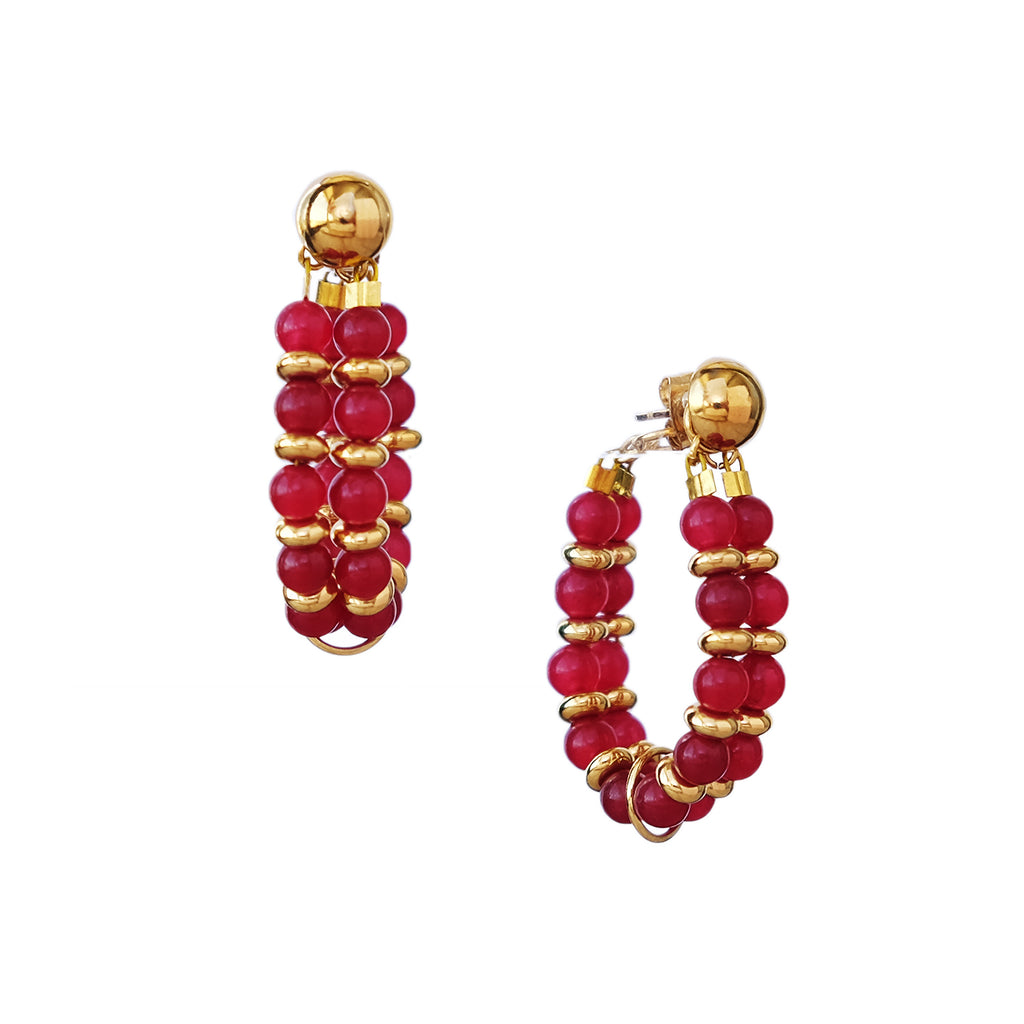 Kella Hoop Drops in Red Agate