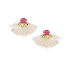 Pamaypay Earrings in Red and Mother of Pearl