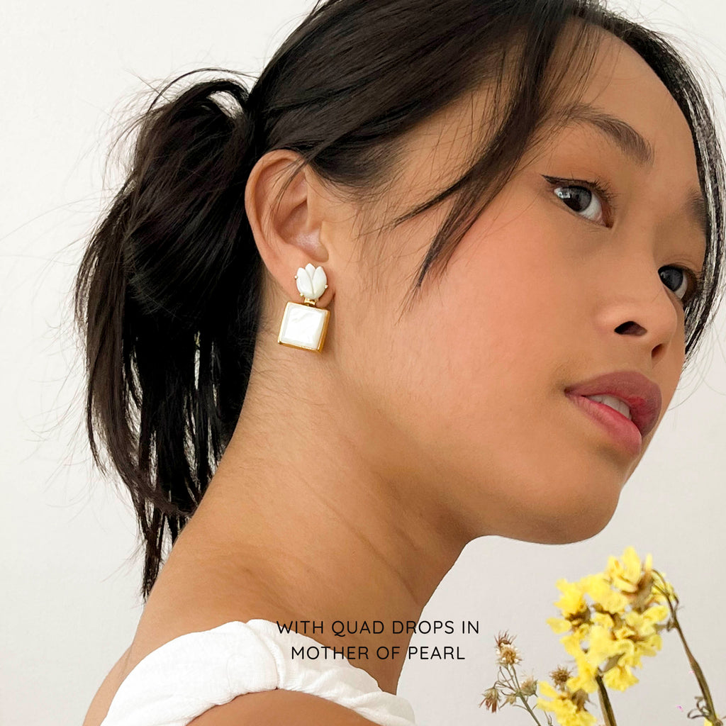 Ray Stud Earrings in Mother of Pearl (Pre-Order)