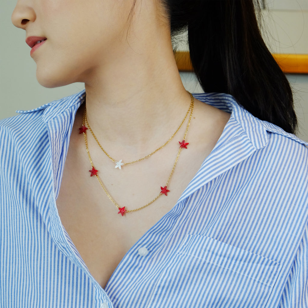 Cinque Santan Necklace in Red